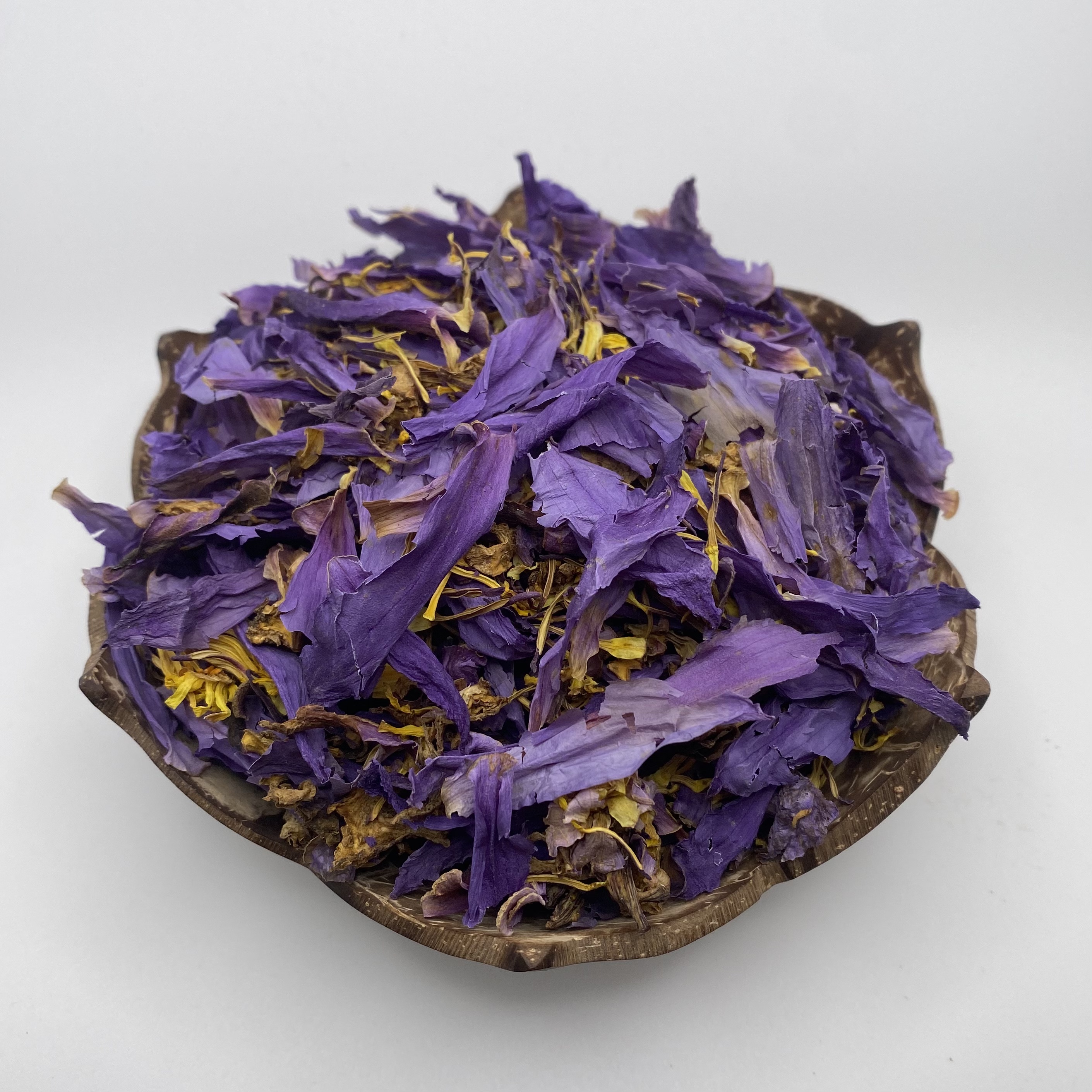 Blue Lotus dried flower in a bowl for tea or smoking blends